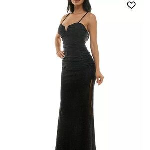 Glitter Knit Notched Neck Gown